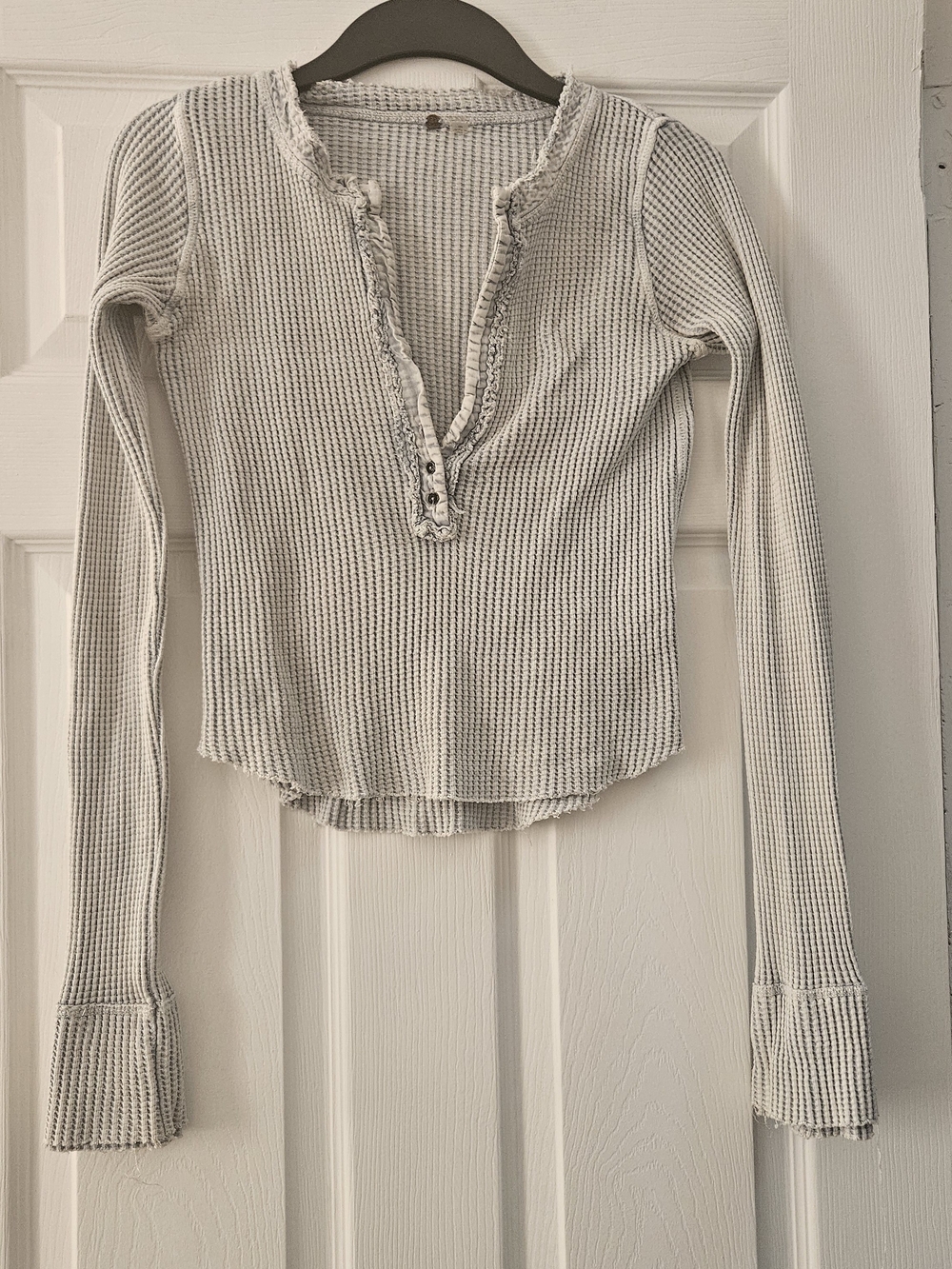 FREE PEOPLE MOVEMENT One Colt Thermal Waffle Henley Long Sleeve Shirt Green